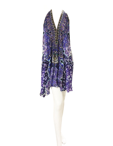 Shahida Parides V-Neck Embellished Long Dress in Azure