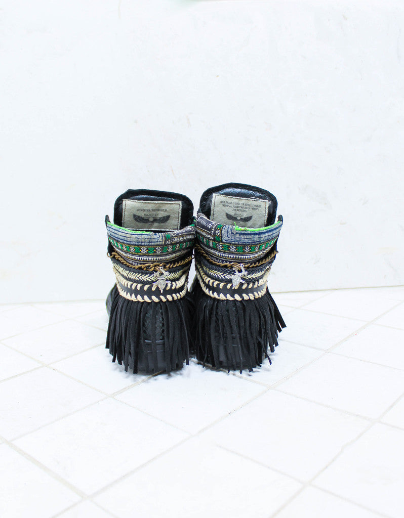 Custom Made Boho Sneakers in Black Snake | SIZE 38 - SWANK -  - 5