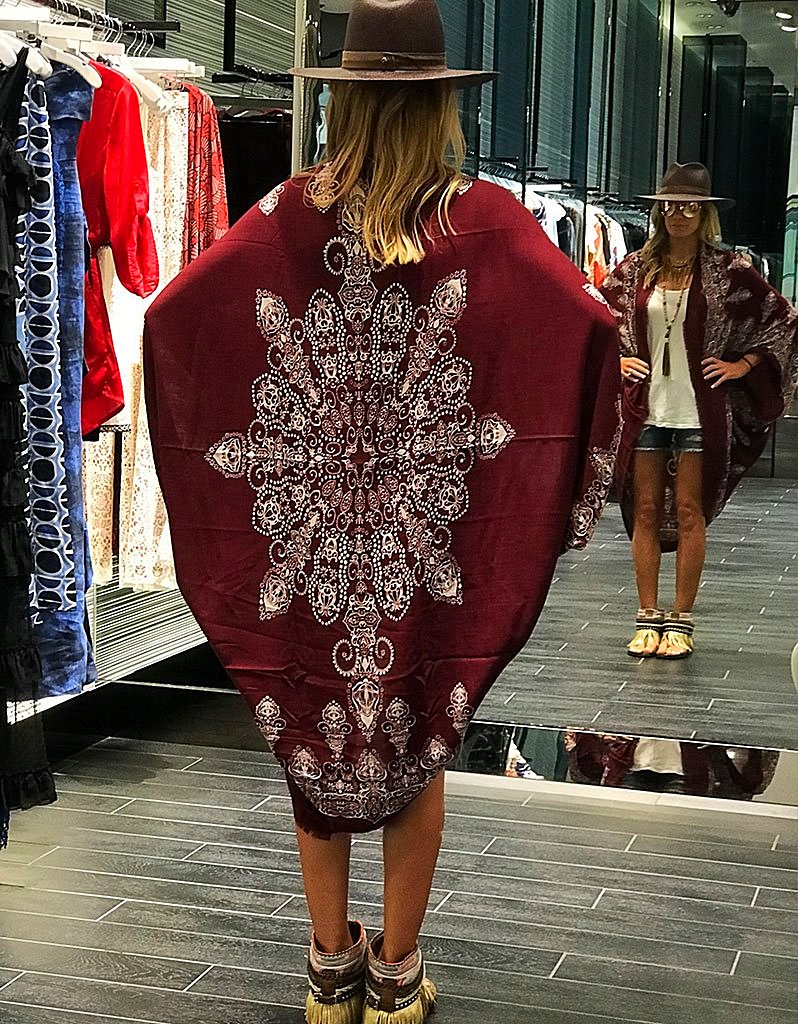 Trophy Wife Cocoon Cape in Merlot/Bone