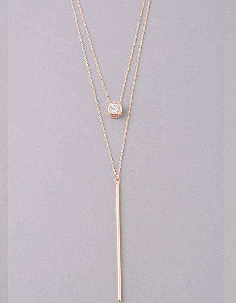 Luxe Oval Double Y Necklace in Rose Gold