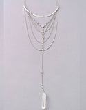 Vintage Snoot Lavish Layered Stone Necklace in Antique Silver