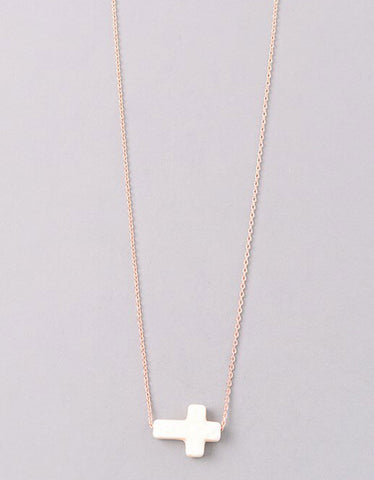 Vintage Snoot Cross Necklace in RoseGold/Ivory