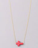 Vintage Snoot Cross Necklace in Gold/Red