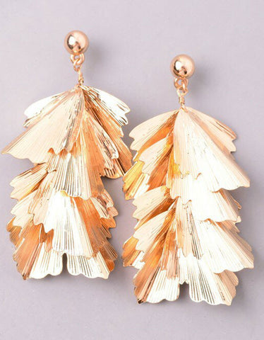 Musa Palm Statement Earrings in Gold