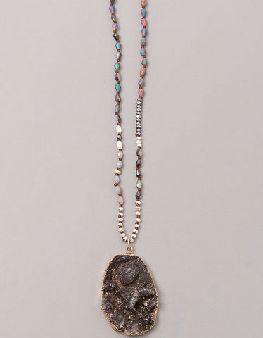 Vintage Snoot Samar Necklace with Studded Fringe in Camel
