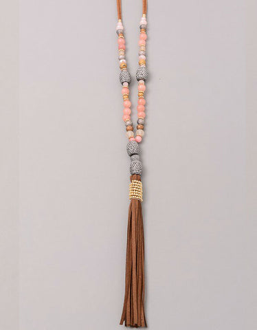 Vintage Snoot Samar Necklace with Studded Fringe in Navy