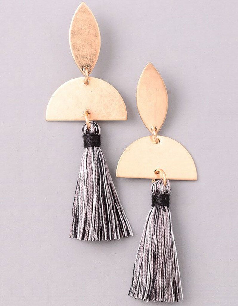 Tonal Tassel Earrings in Black & White