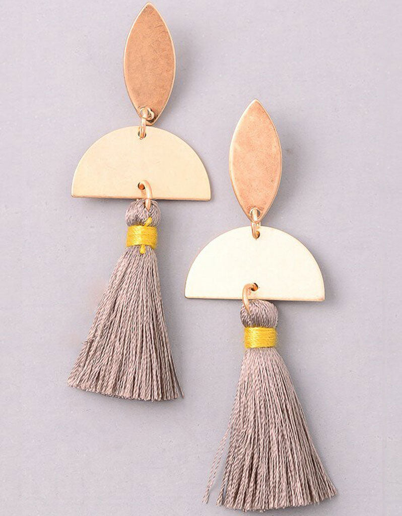 Tonal Tassel Earrings in Grey