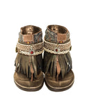 BOHO SANDALS- "Custom made brown fringe sandals" - SWANK - Shoes - 1