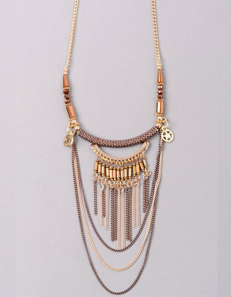 Luxe Military Short Necklace in Brown