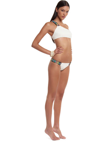 Mara Hoffman Arcadia Tie Side Bikini Bottom in White/Pink