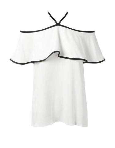 Alexis Natalie Ruffle Skirt in Black/White