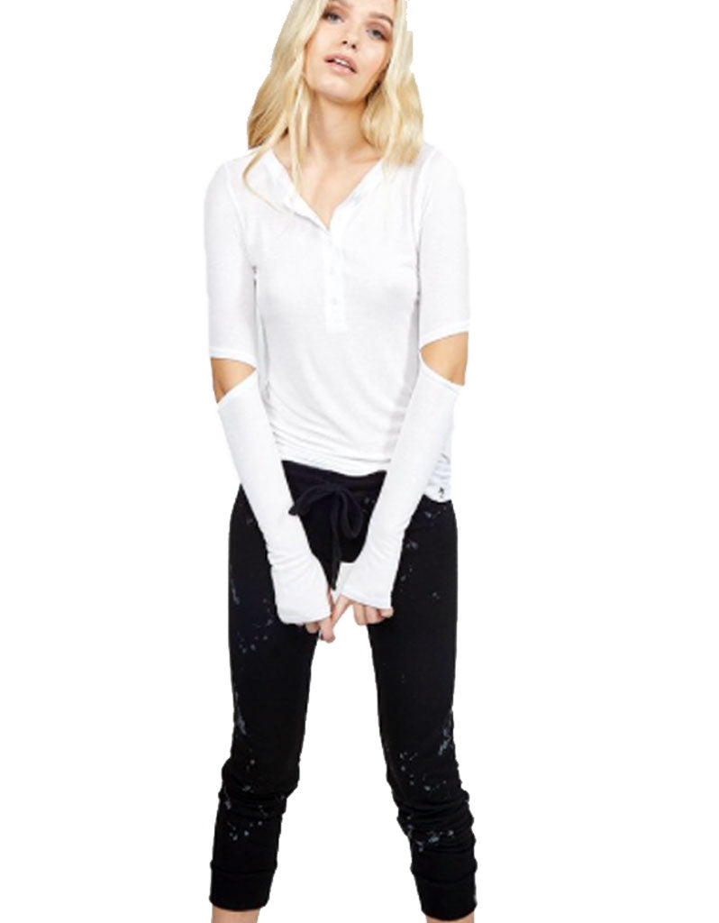 Michael Lauren Bear Sweatpant w/Splatter in Black