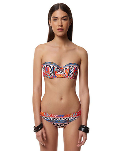 Mara Hoffman Tie Back Pinwheel Bustier Swim Top in Poppy
