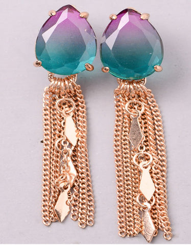 Bon Bon Earrings in Rose Gold and Multi-Color Tassels