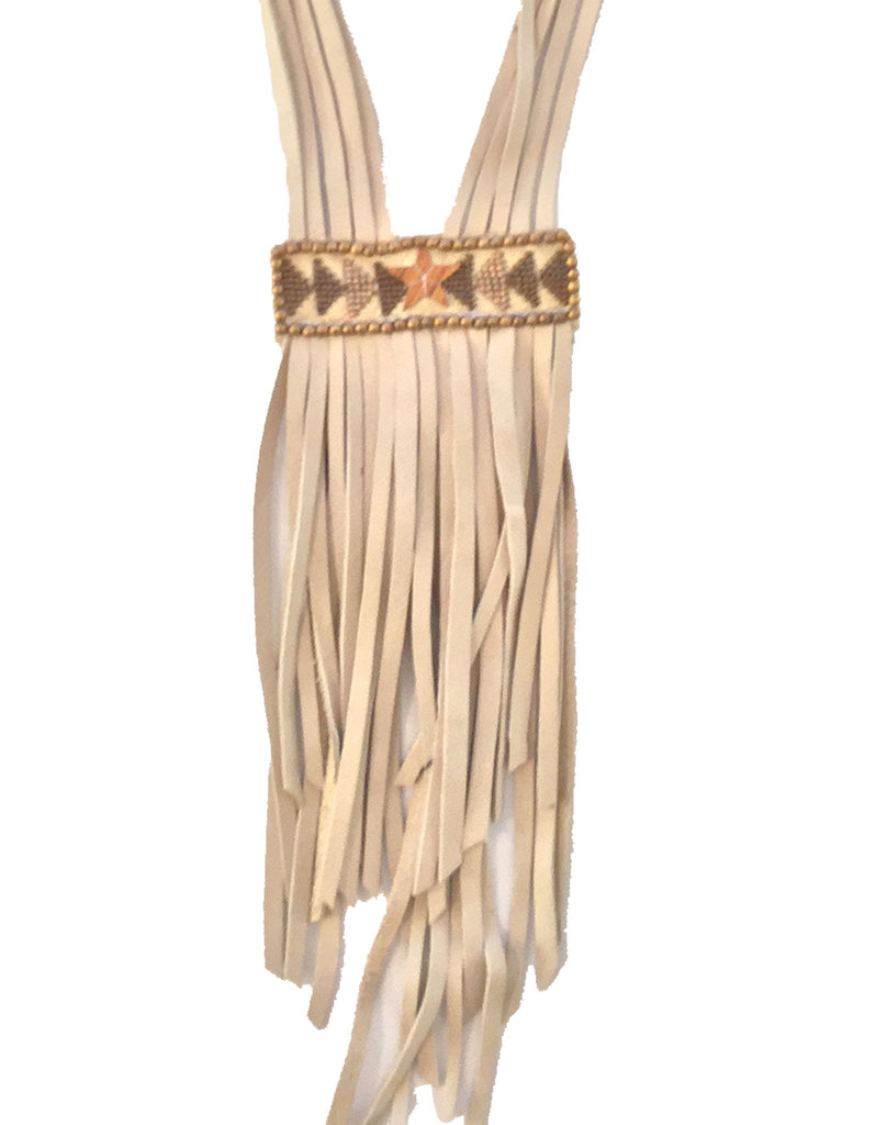 Fiona Paxton Tammy Beaded Statement Leather Fringe Necklace in Gold - SWANK - Jewelry - 2