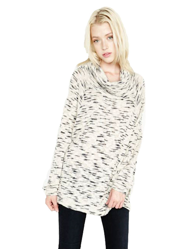 Michael Lauren Jase Oversized Cowl Neck Sweater in Natural/Slate - SWANK - Tops - 2