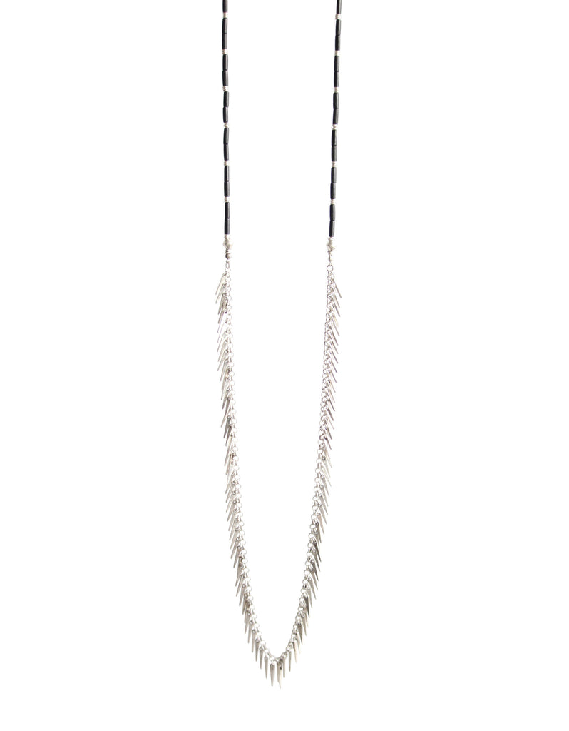 Jenny Bird Palm Rope Necklace in Silver/Black - SWANK - Jewelry