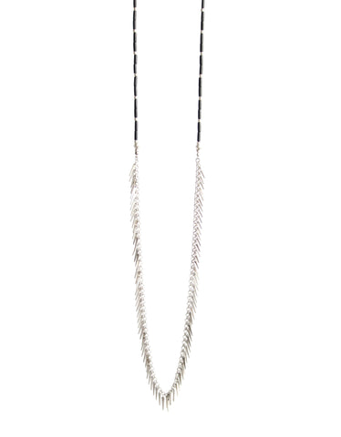 Jenny Bird Palm Rope Necklace in Silver/Black