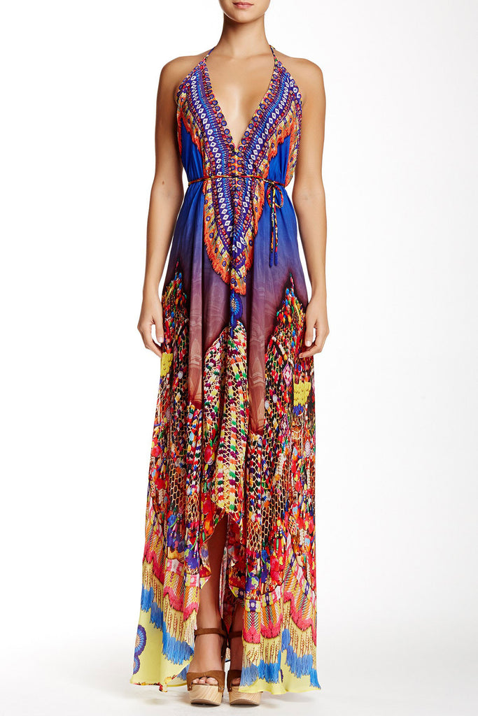 Shahida Parides Heritage 3-Way Style Long Dress in Blue - SWANK - Dresses - 3