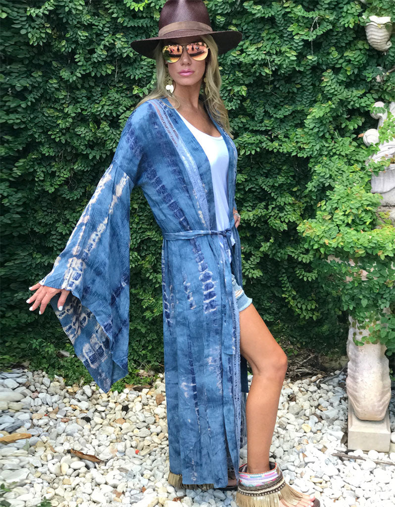 Runway Vagabond Alanis Tie Dye Duster in Blue