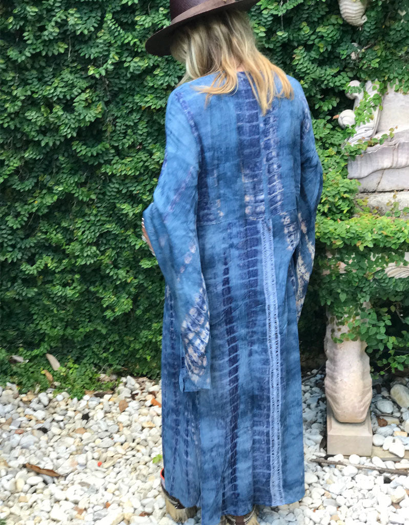 Runway Vagabond Alanis Tie Dye Duster in Blue