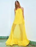 Alexis Gracie Long Dress w/Ruffles in Yellow - SWANK - Dresses - 1