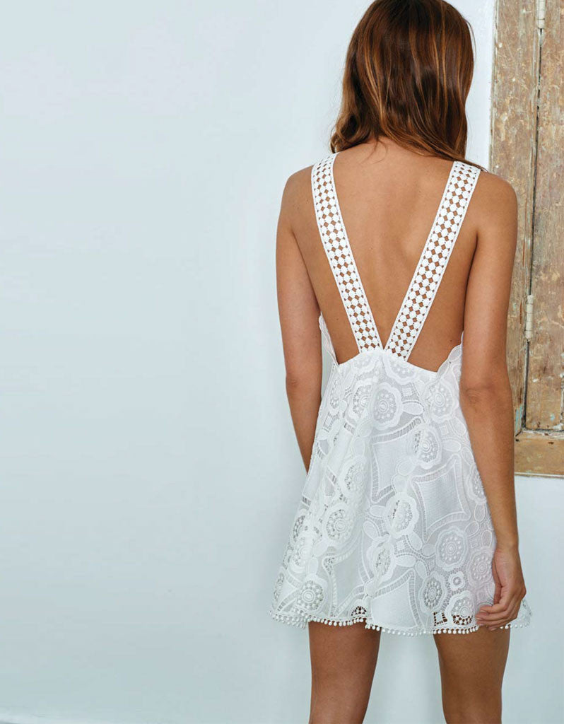 Alexis Iva Short Embroidered Dress in White - SWANK - Dresses - 2