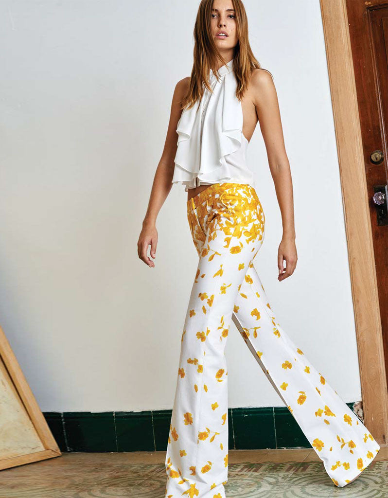 Alexis Kamilla Wide Leg Pants in Yellow Floral - SWANK - Tops - 1