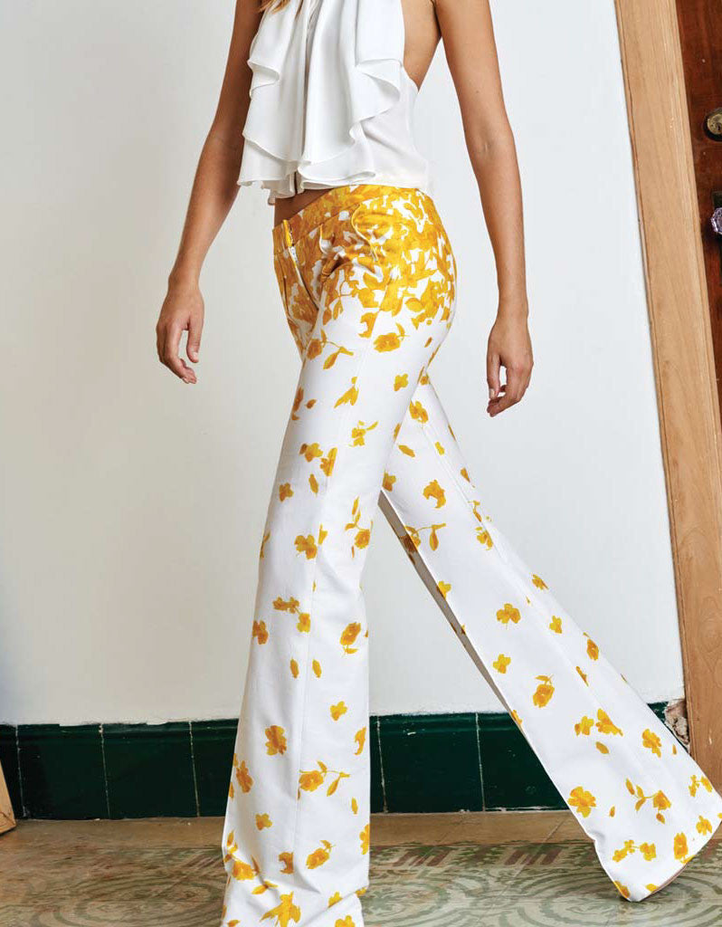 Alexis Kamilla Wide Leg Pants in Yellow Floral - SWANK - Tops - 2