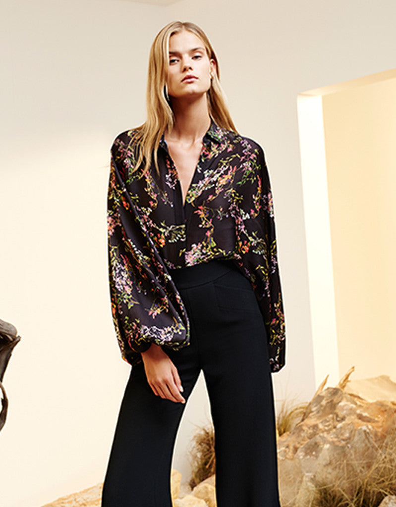 Alexis Nicolette Blouse in Blooming Black - SWANK - Tops - 1