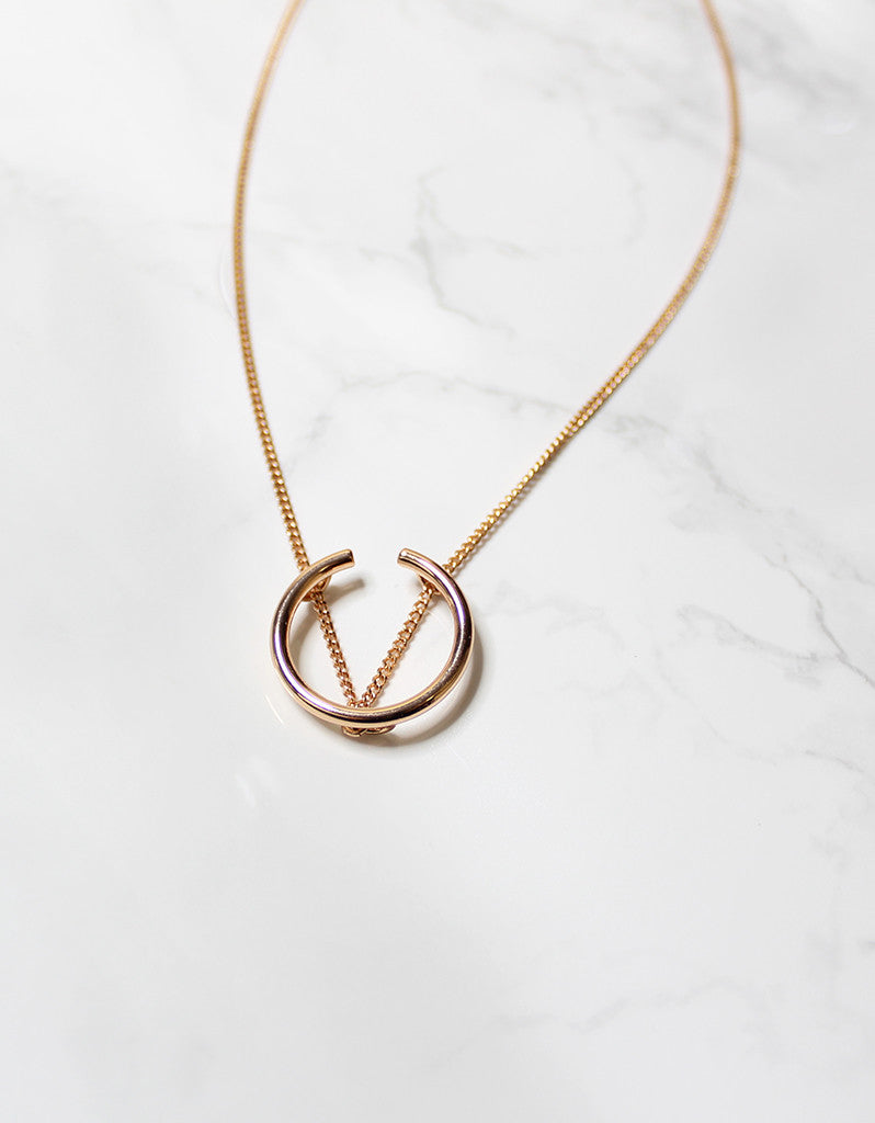 Jenny Bird Arc Pendant in Rose Gold