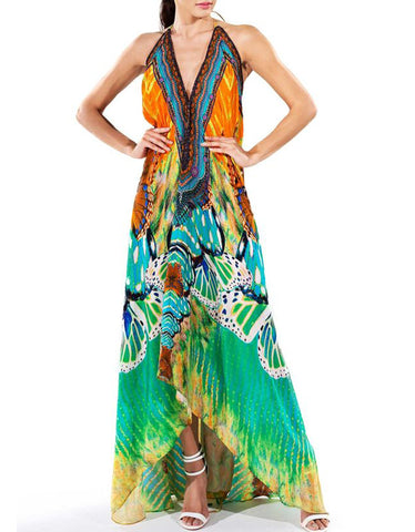 Shahida Parides Navajo High Low Dress in Yellow