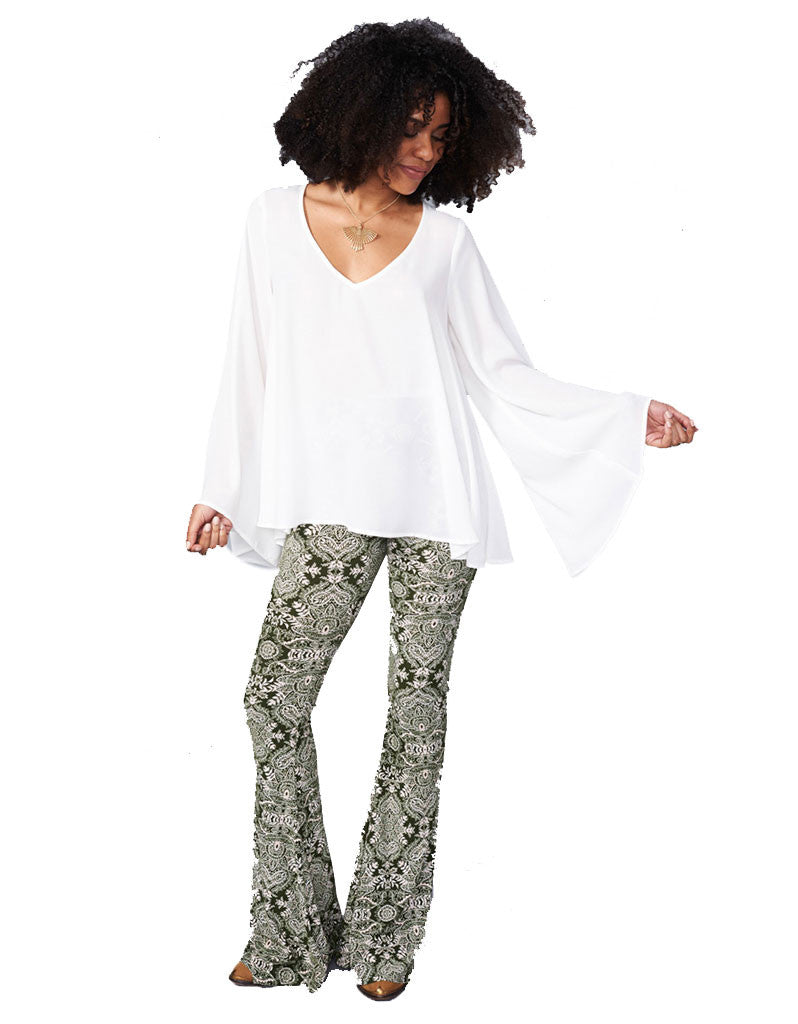 Show Me Your Mumu Bam Bam Bells in Olive You - SWANK - Pants - 1