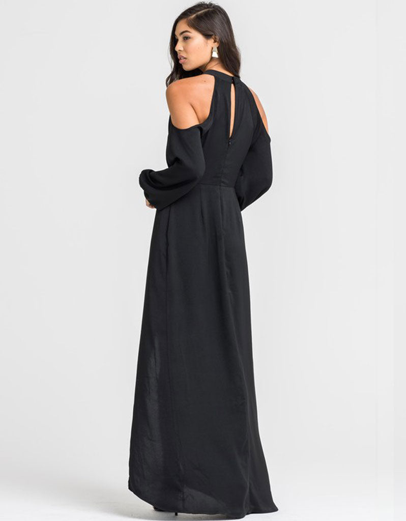 Portia Open Hi-Low Jumpsuit in Black