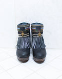 Custom Made High Heel Boho Boots in Black | SIZE 40 - SWANK - Shoes - 3