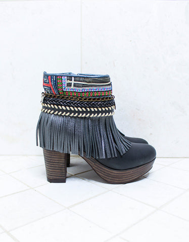 Custom Made Boho Boots in Black | SIZE 38