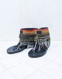 Custom Made Boho Sandals in Black | SIZE 38 - SWANK - Shoes - 2