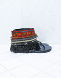 Custom Made Boho Sandals in Black | SIZE 40 - SWANK - Shoes - 1