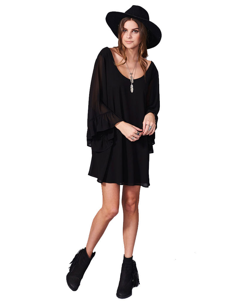 Show Me Your Mumu Boomerang Low Back Dress in Black Chiffon - SWANK - Dresses - 1