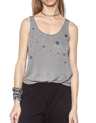 Michael Lauren Brock Classic Tank w/Stars in Heather Grey