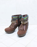 Custom Made High Heel Boho Boots in Brown | SIZE 38 - SWANK - Shoes - 2