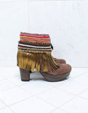 Custom Made High Heel Boho Boots in Brown | SIZE 39 - SWANK - Shoes - 1