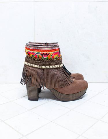 Custom Made High Heel Boho Boots in Brown | SIZE 39