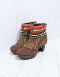 Custom Made High Heel Boho Boots in Brown | SIZE 40 - SWANK - Shoes - 5