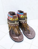 Custom Made Boho Sandals in Brown | SIZE 37 - SWANK - Shoes - 3
