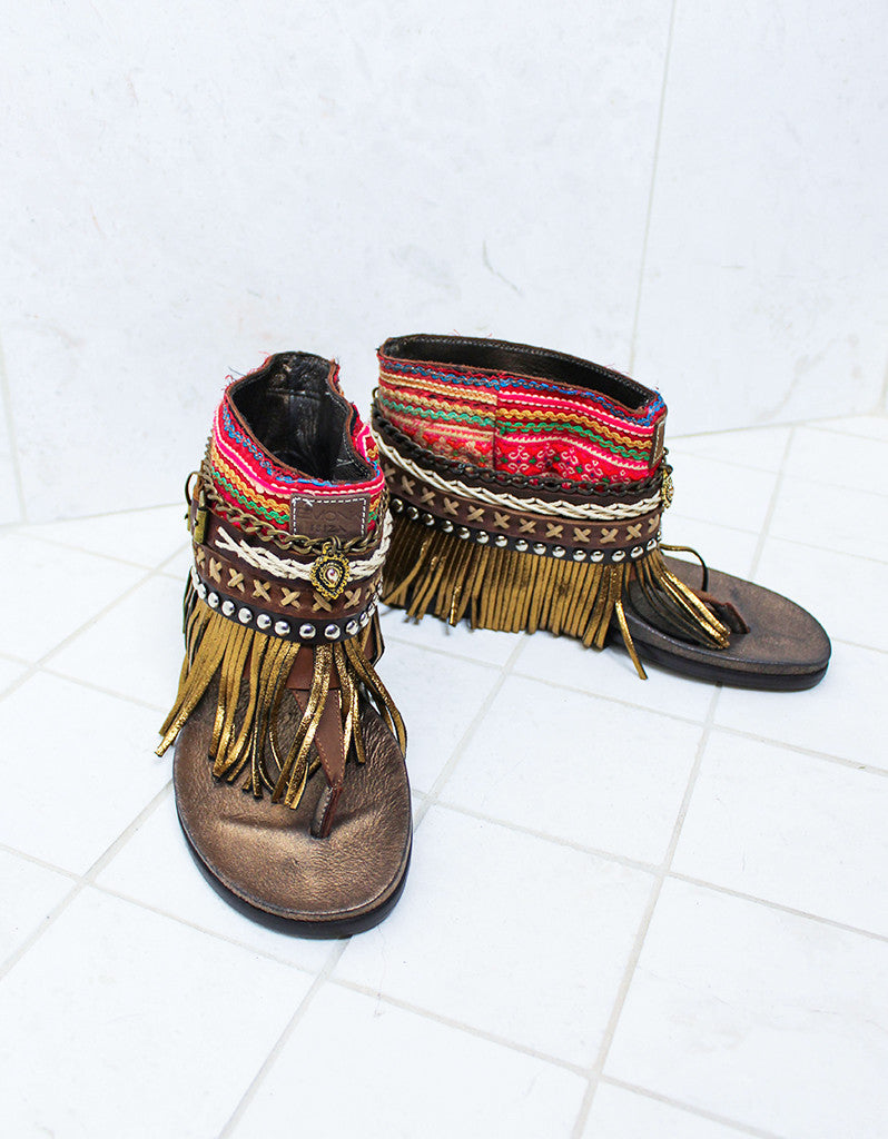 Custom Made Boho Sandals in Brown | SIZE 38 - SWANK - Shoes - 2
