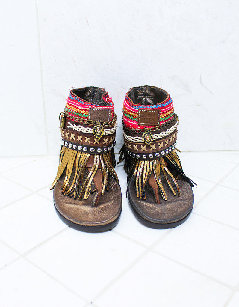 Custom Made Boho Sandals in Brown | SIZE 38 - SWANK - Shoes - 3