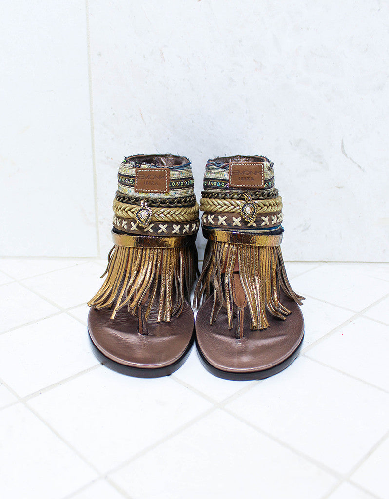 Custom Made Boho Sandals in Brown | SIZE 38 - SWANK - Shoes - 3