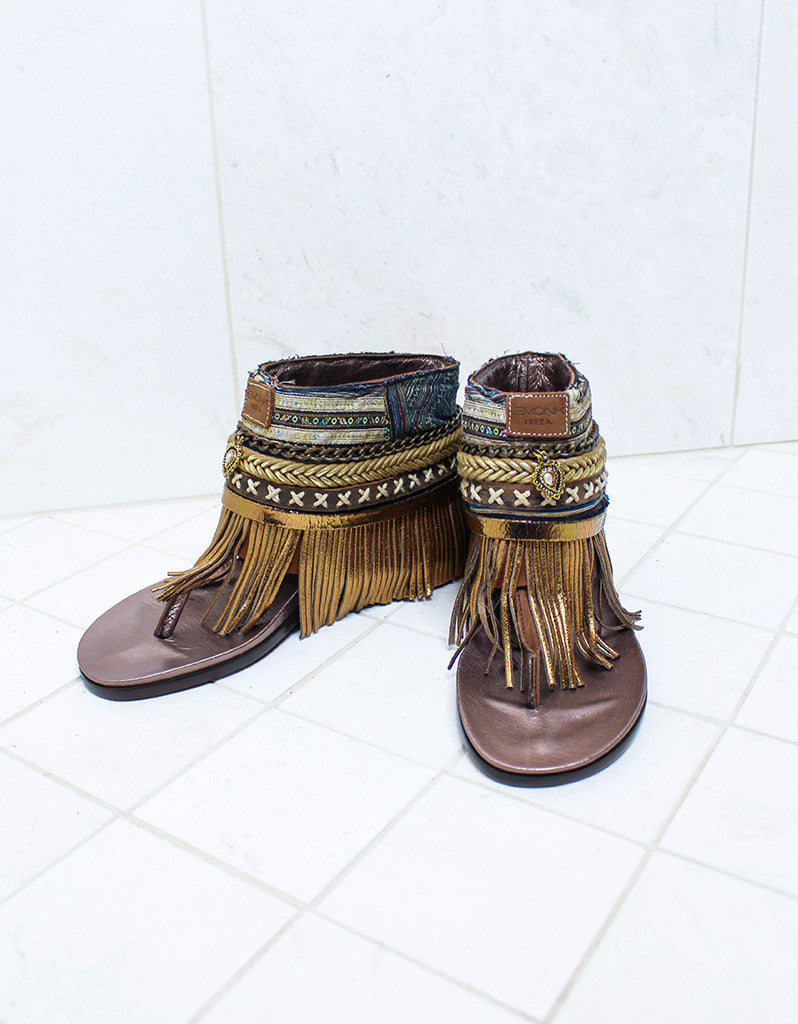 Custom Made Boho Sandals in Brown | SIZE 38 - SWANK - Shoes - 2